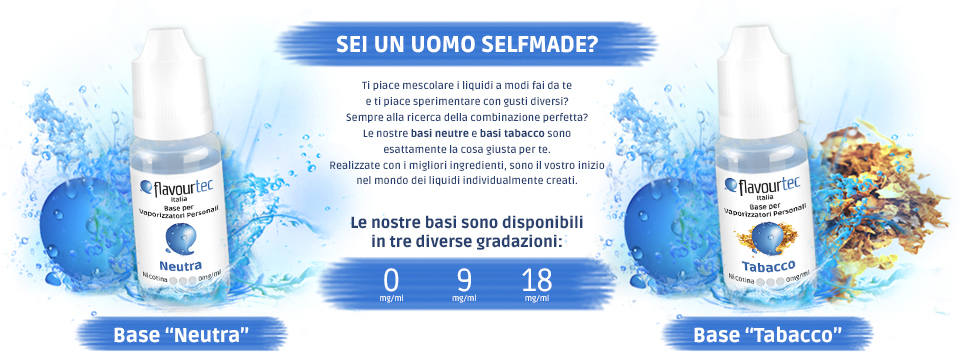 Realizzate con i migliori ingredienti, sono il vostro inizio nel mondo dei liquidi individualmente creati.